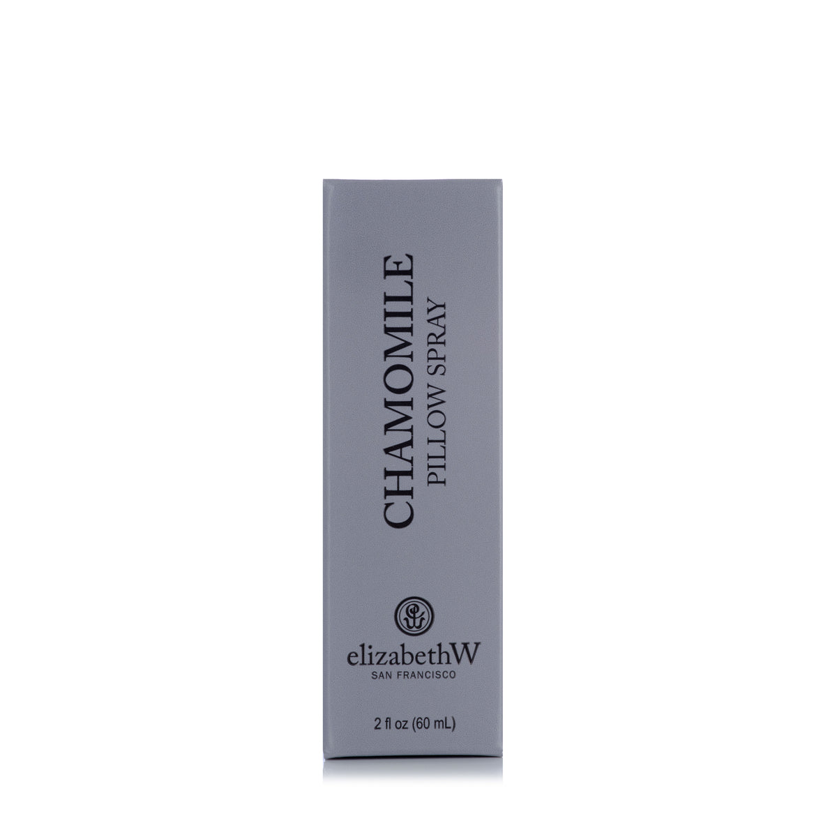 Gray rectangular box of elizabethW Chamomile Pillow Spray, labeled with the brand name and size.