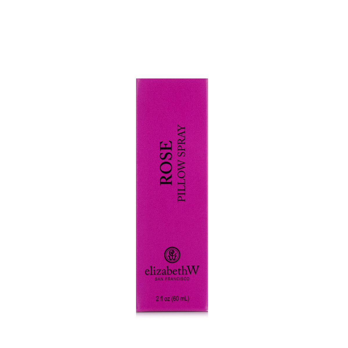 Magenta rectangular bottle of elizabethW Rose Pillow Spray.