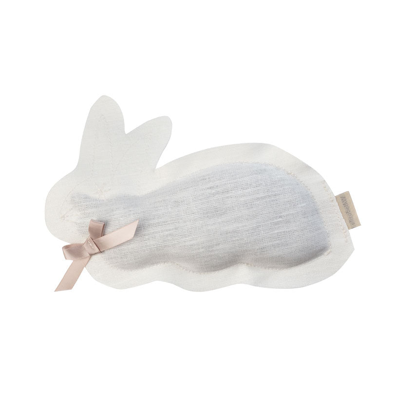 Ivory linen sachet in the shape of a bunny filled with lavender