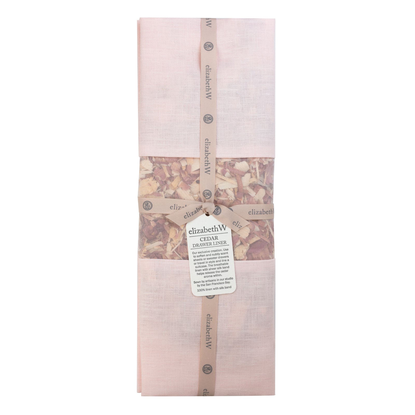 Cedar Drawer Liner in a pink colored Linen