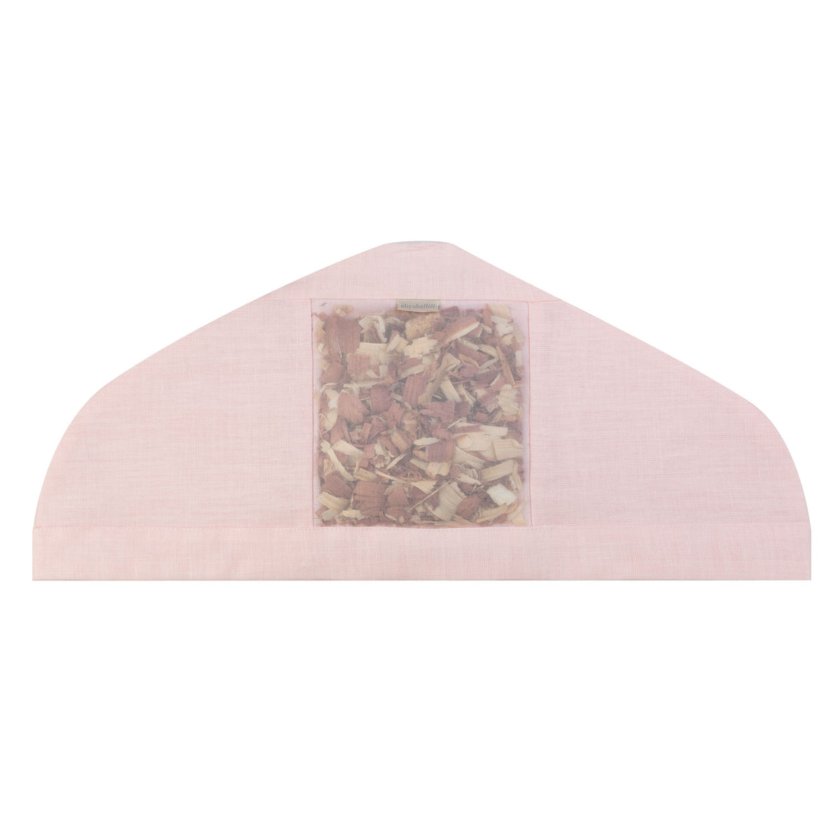 Cedar filled in a pink linen hanger cover