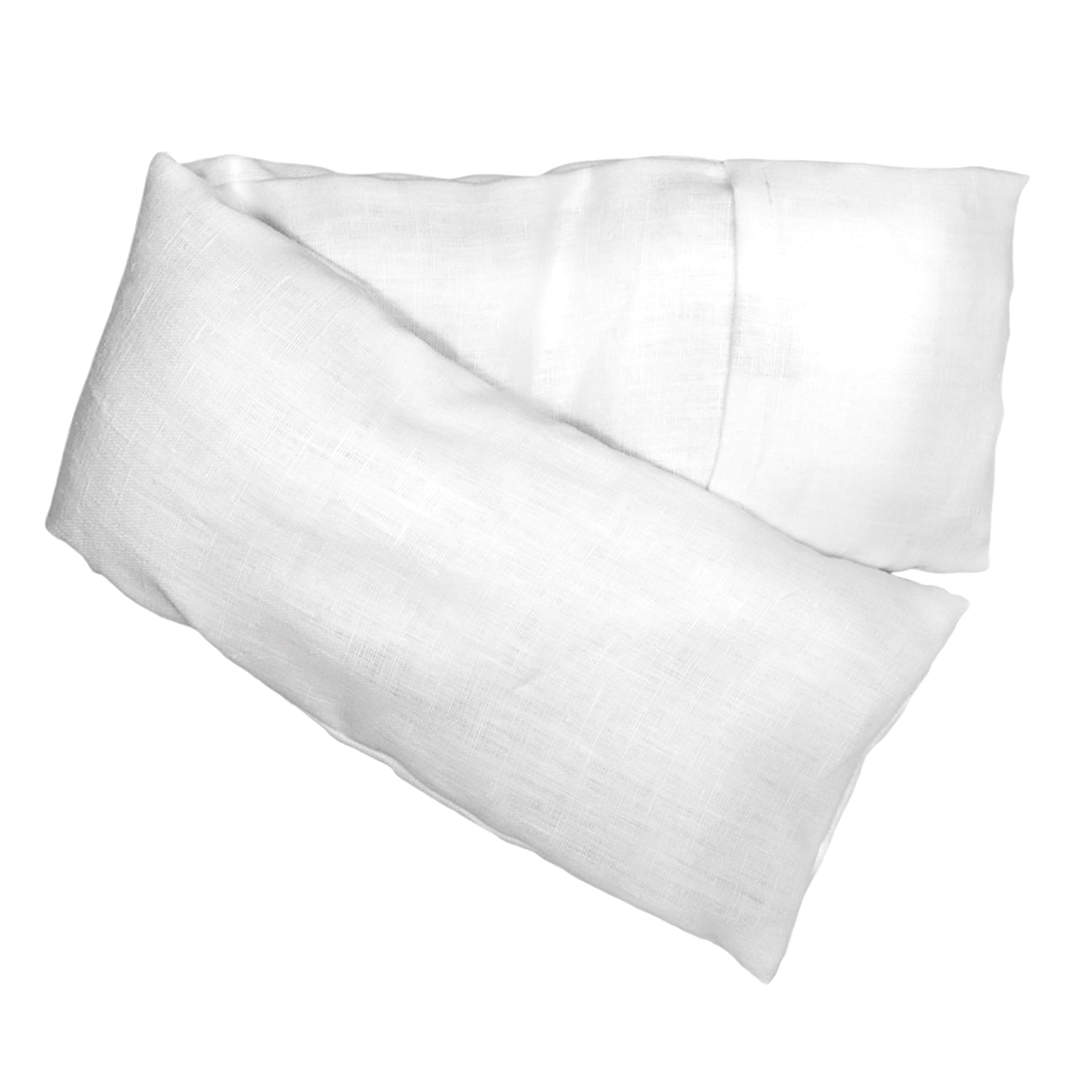 Neatly arranged against a plain white background, the elizabethW Ivory linen Hot/Cold Flaxseed Pack is made with a light and slightly textured fabric, and can be used as a heat pad or cold compress. 