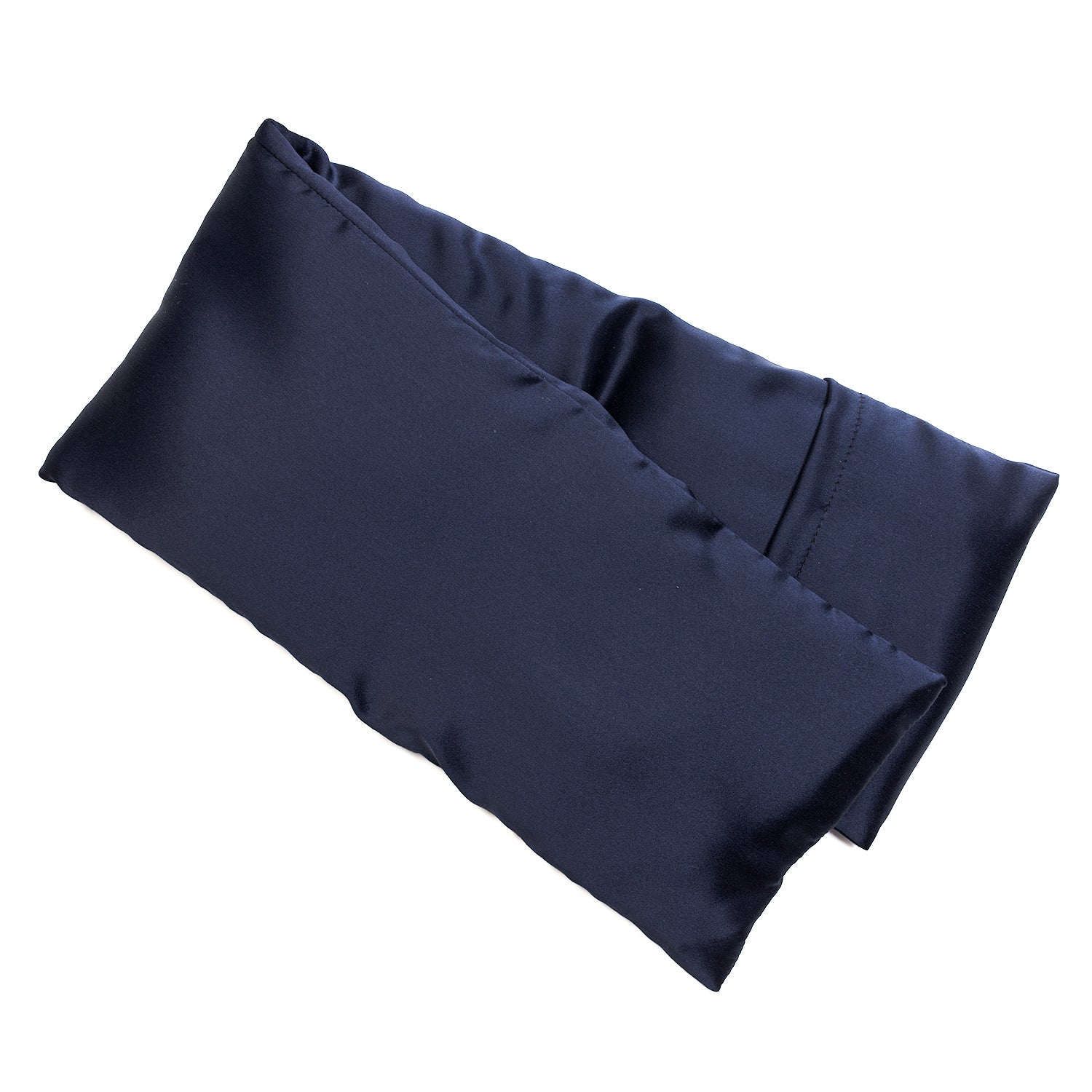 Neatly arranged against a plain white background, the elizabethW Navy Hot/Cold Flaxseed Pack has a soft smooth silk finish, and can be used as a heat pad or cold compress.