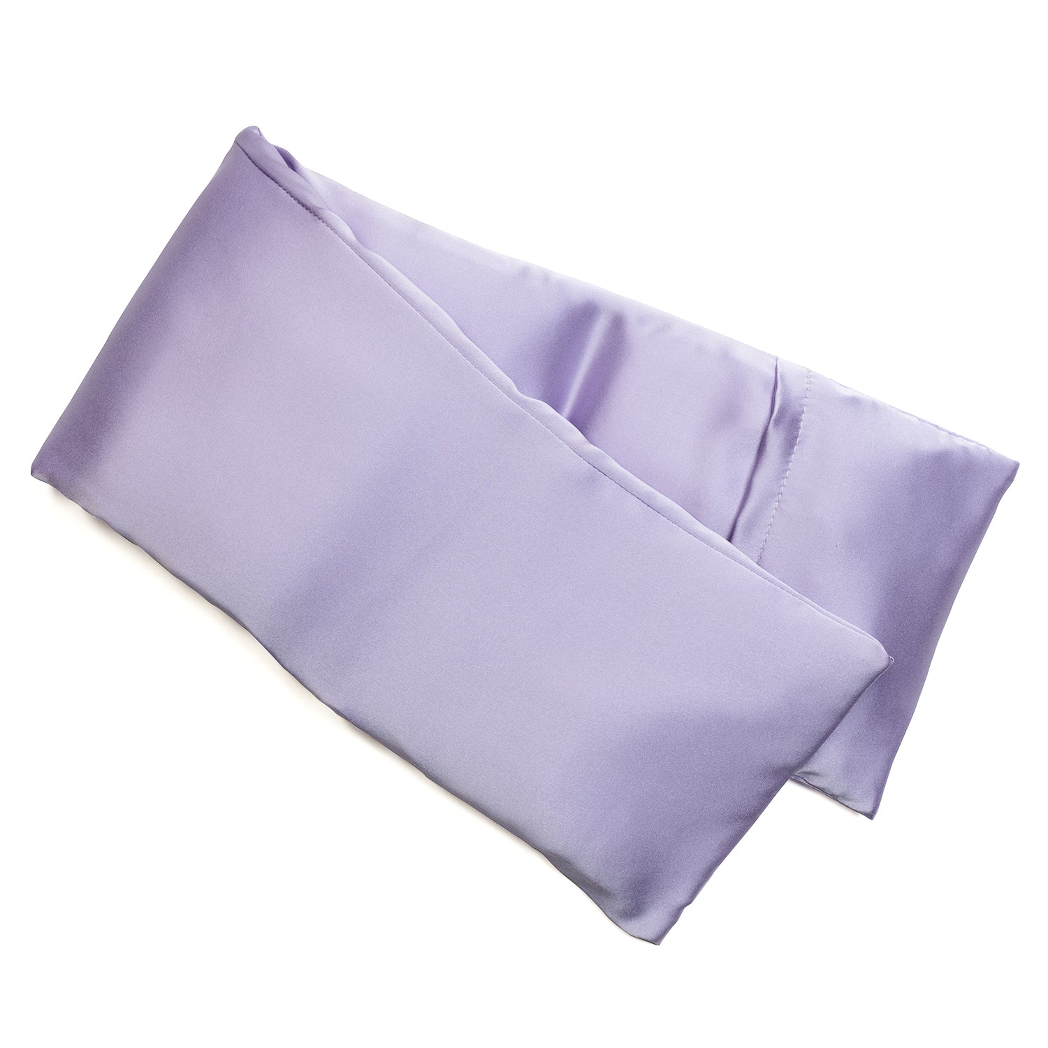 Neatly arranged against a plain white background, the elizabethW Light Purple Hot/Cold Flaxseed Pack is made with a soft smooth silk fabric, and can be used as a heat pad or cold compress.