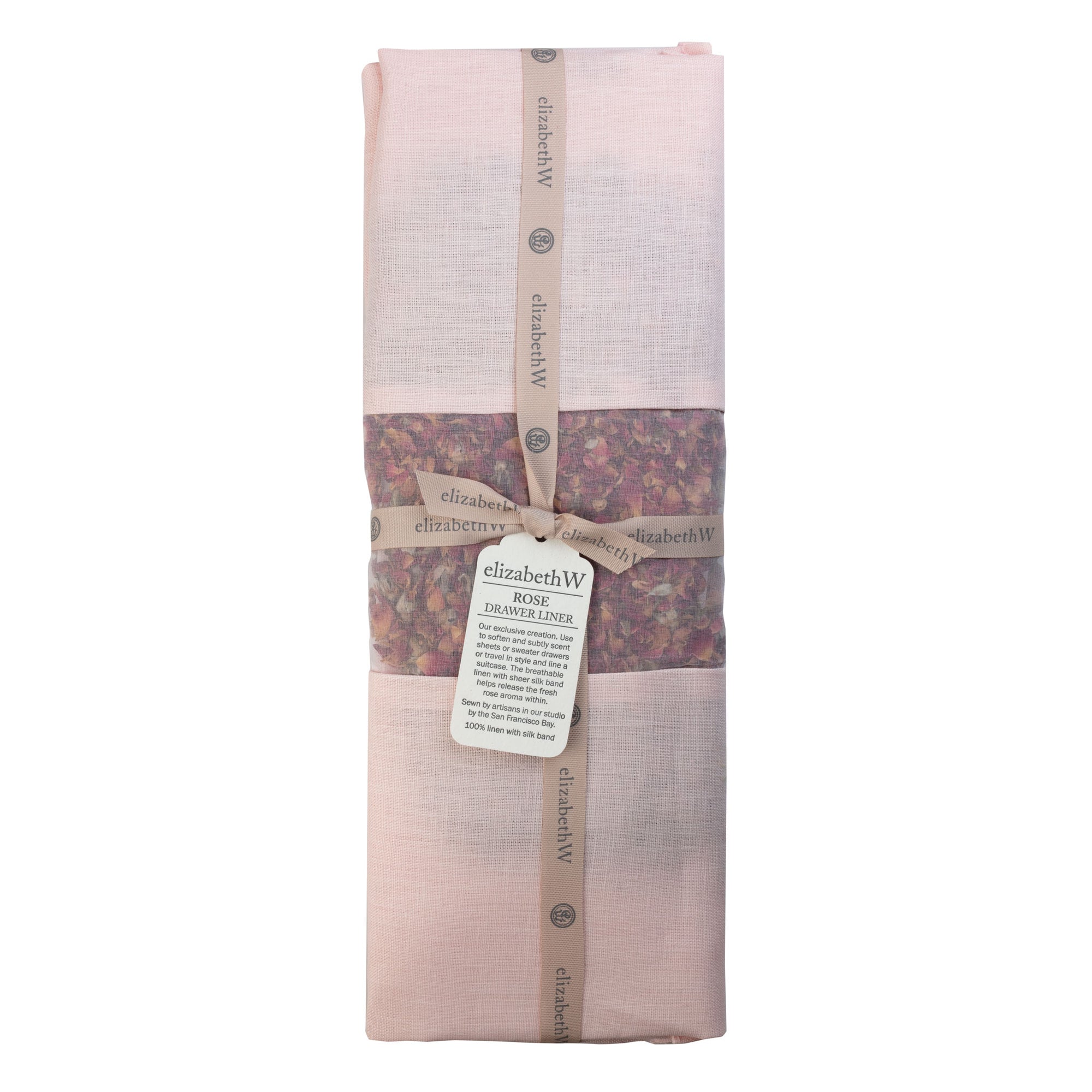 Rose Drawer Liner in a pink colored Linen
